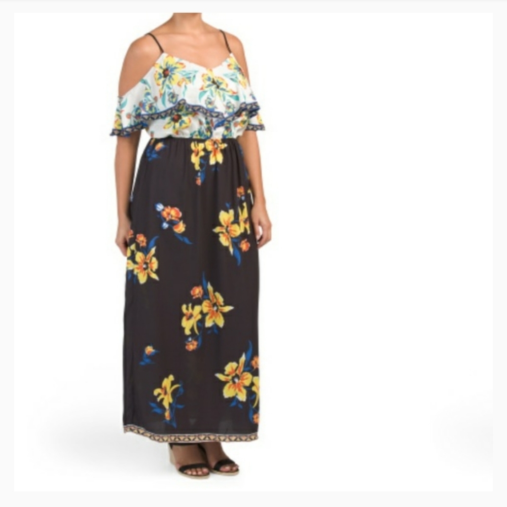 Flying Tomato cold shoulder  maxi dress 1X - Picture 3 of 8
